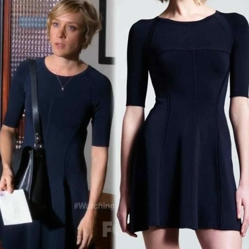 A.L.C. Navy Shelby Seamed Raglan Fit Flare Dress Womens Size Medium - Picture 1 of 10